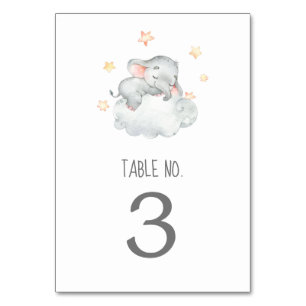 Little Elephant Girl Baby shower Table Number Kaart
