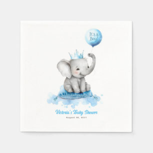 Little Elephant Prince Cute Blue Baby shower Servet