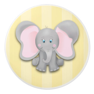 Little Elephant Yellow Baby Nursery Room Dresser Keramische Knop