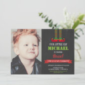 Little Elf schattige kerstverjaardagsfeestje foto Kaart (Staand voorkant)