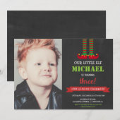 Little Elf schattige kerstverjaardagsfeestje foto Kaart (Voorkant / Achterkant)