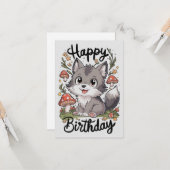 Little Enchanted Wolf digitale verjaardag Kaart (Voorkant / Achterkant in situ)