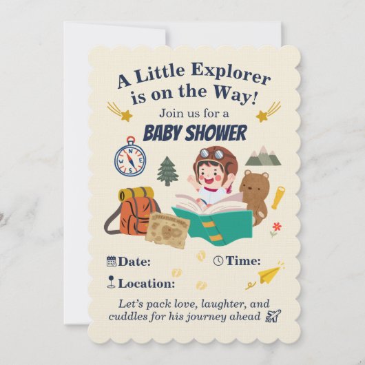 Little Explorer Baby Shower Invitation – Adventure (Devant)