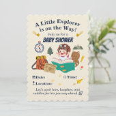 Little Explorer Baby Shower Invitation – Adventure Kaart (Staand voorkant)