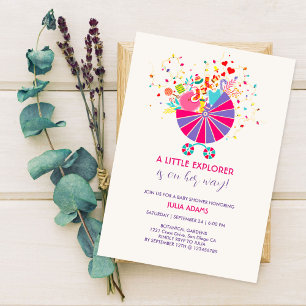 Little Explorer Baby shower Invitation Kaart