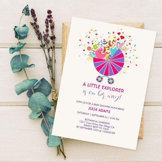 Little Explorer Baby shower Invitation Kaart