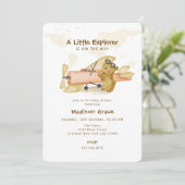 Little Explorer Beer Kaart Vliegtuig Baby shower (Staand voorkant)