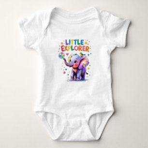 Little Explorer Crayon Style Baby Elephant Romper