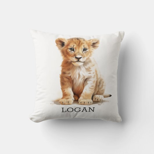 Little Explorer - gepersonaliseerde leeuwenwelp Kussen (Voorkant)