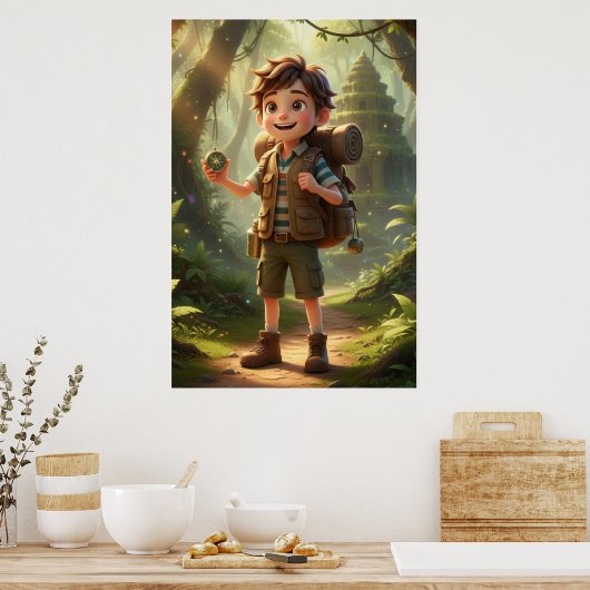 Little Explorer Jungle Adventure Art Poster (Cuisine)