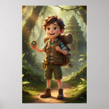 Little Explorer Jungle Adventure Art Poster