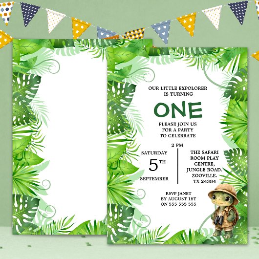 Little Explorer Jungle Thema 1e Verjaardag Kaart