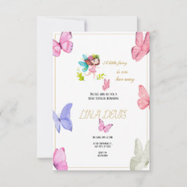 Little Fairy Butterfly baby shower invatation RSVP Kaartje