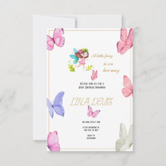 Little Fairy Butterfly baby shower invatation RSVP Kaartje