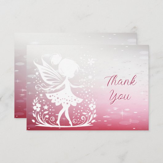 Little Fairy Floral Dank je wel kaart (Voorkant / Achterkant)