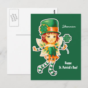 Little Fairy Irish Girl St. Patrick's Day Custom Briefkaart