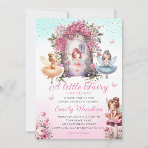 Little Fairy meisje Baby shower Boho roze bloem Kaart