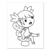 Little Fairy op een Toadstool - Kleurpagina Rubberstempel (Afrduk)
