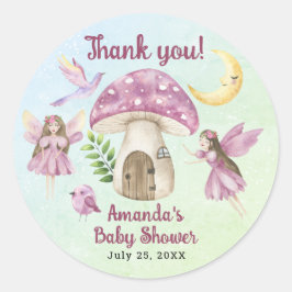 Little Fairy Whimsical Baby Shower Thank you Ronde Sticker