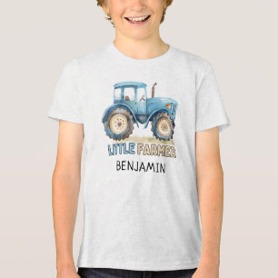 Little Farmer Blue Tractor Kinder Boerderij Tri-Blend Shirt