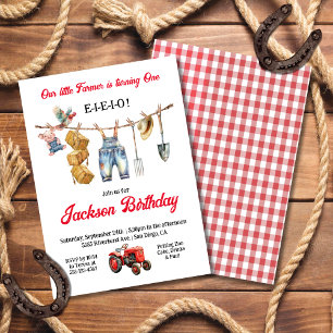 Little Farmer Clothesline 1e verjaardagsfeestje Kaart
