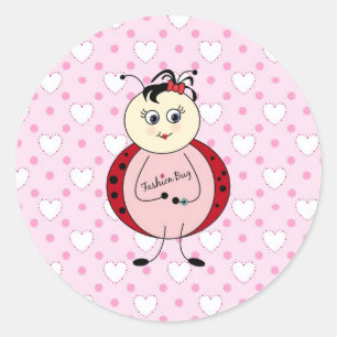 Little Fashionista roze lieveheersbeestje met hart Ronde Sticker