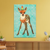 Little Fawn & Bird Canvas Afdruk (Insitu (Woonkamer))