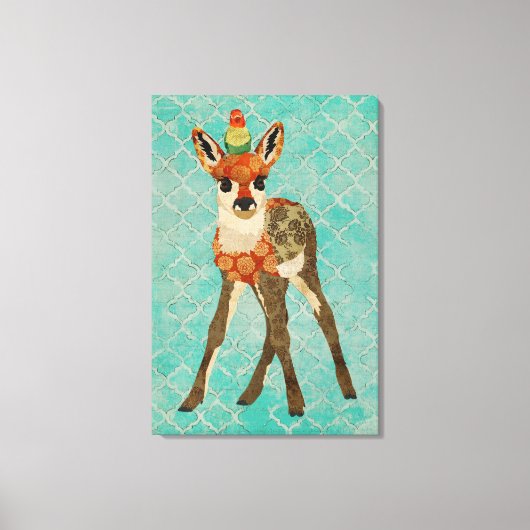 Little Fawn & Bird Canvas Afdruk (Voorkant)