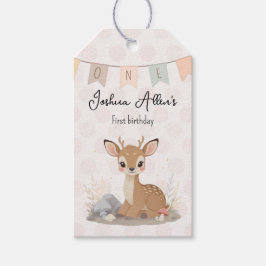 Little Fawn Woodland First Birthday Cadeaulabel