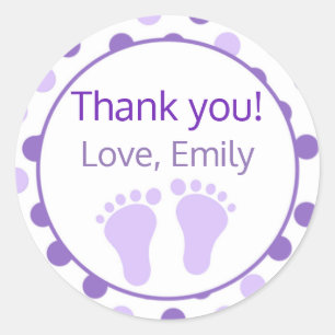 Little Feet Paarse Lavendel Baby shower Label