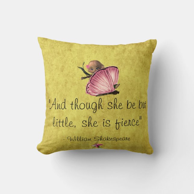 Little Fierce Quote Fairy Butterfly Sierkussen (Voorkant)