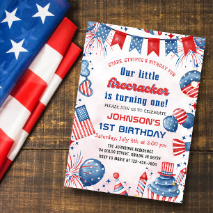 Little Firecracker 4 juli 1e verjaardagsfeestje Kaart