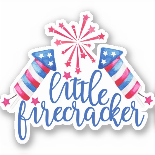 Little Firecracker 4 juli Red White & Blue Sticker (Voorkant)