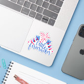 Little Firecracker 4 juli Red White & Blue Sticker (Laptop met iPhone)