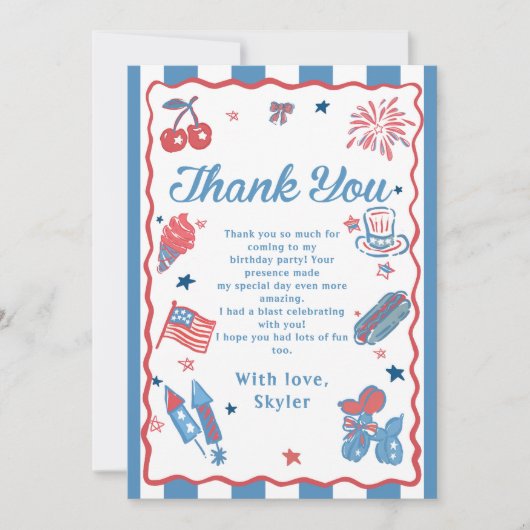Little Firecracker 4th van juli Verjaardag Bedankkaart (Voorkant)