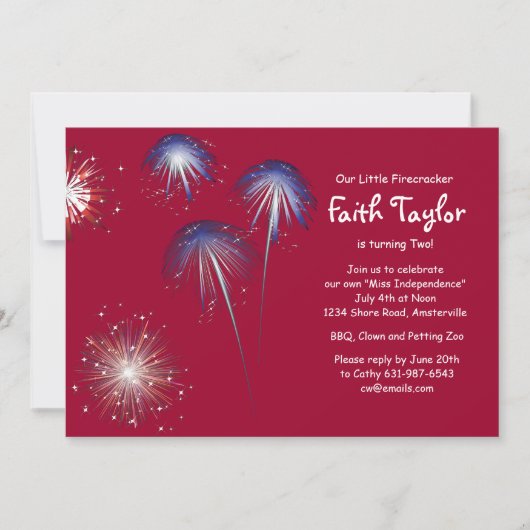 Little Firecracker Birthday Invitation Kaart (Voorkant)