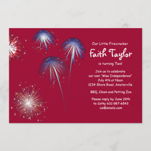 Little Firecracker Birthday Invitation Kaart