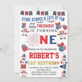 Little Firecracker Gnome 1st Birthday 4th of juli Kaart (Voorkant)