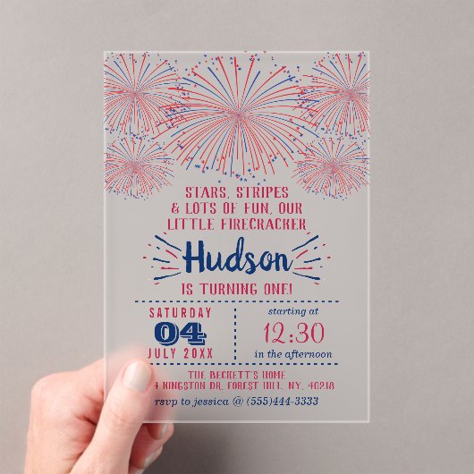 Little Firecracker op 4 juli 1991 Acryl Uitnodigingen (Insitu (Draagbaar))