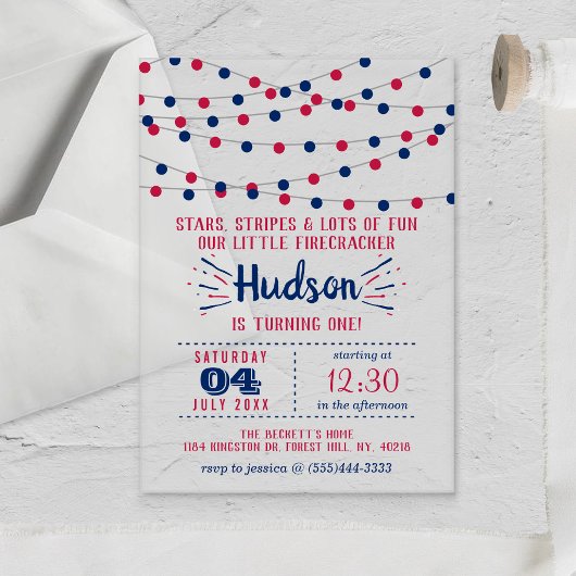 Little Firecracker op 4 juli 1991 Acryl Uitnodigingen