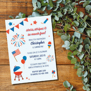 Little Firecracker op 4 juli Birthday Invitation Kaart