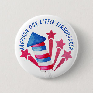 Little Firecracker op 4 juli Birthday Party Ronde Button 5,7 Cm