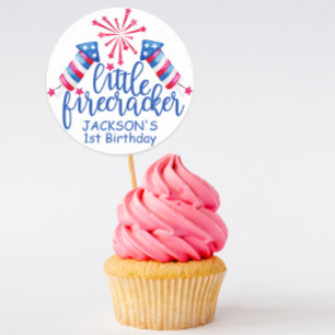 Little Firecracker op 4 juli Birthday Party Ronde Sticker