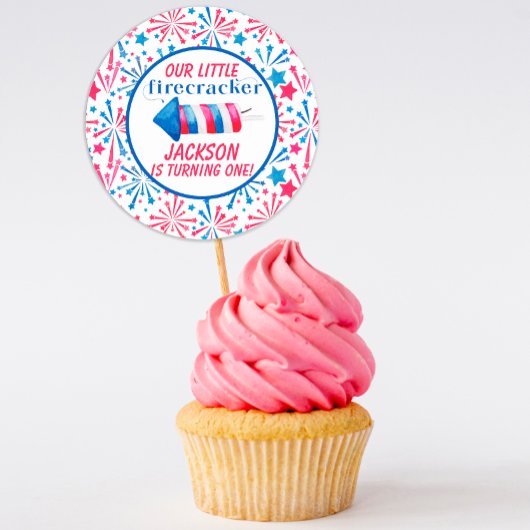 Little Firecracker op 4 juli Birthday Party Ronde Sticker