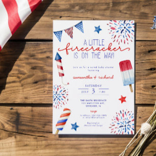 Little Firecracker op weg naar 4 juli baby shower Kaart