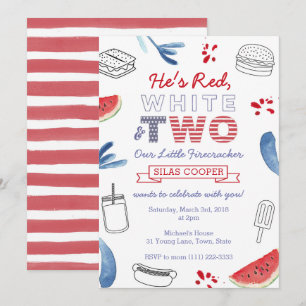 Little Firecracker Red White Blue 2de verjaardag Kaart