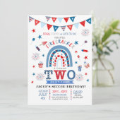 Little Firecracker Red White & Blue Birthday Invit Kaart (Staand voorkant)