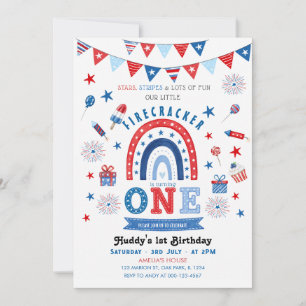 Little Firecracker Rood Wit & Blauw Verjaardag Kaart