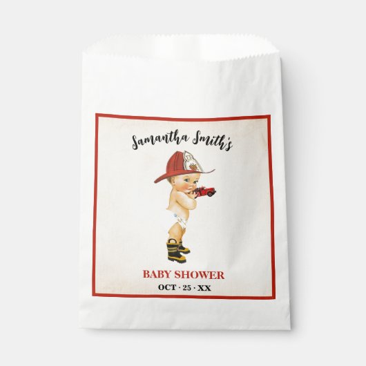 Little Firefighter Baby shower Party Favor Bag Bedankzakje (Voorkant)