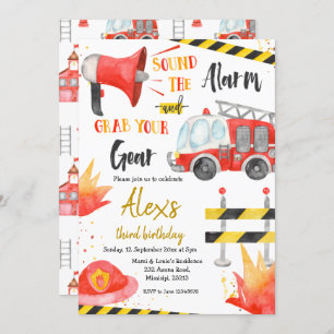 Little Firefighter Boy Birthday Invitation Kaart